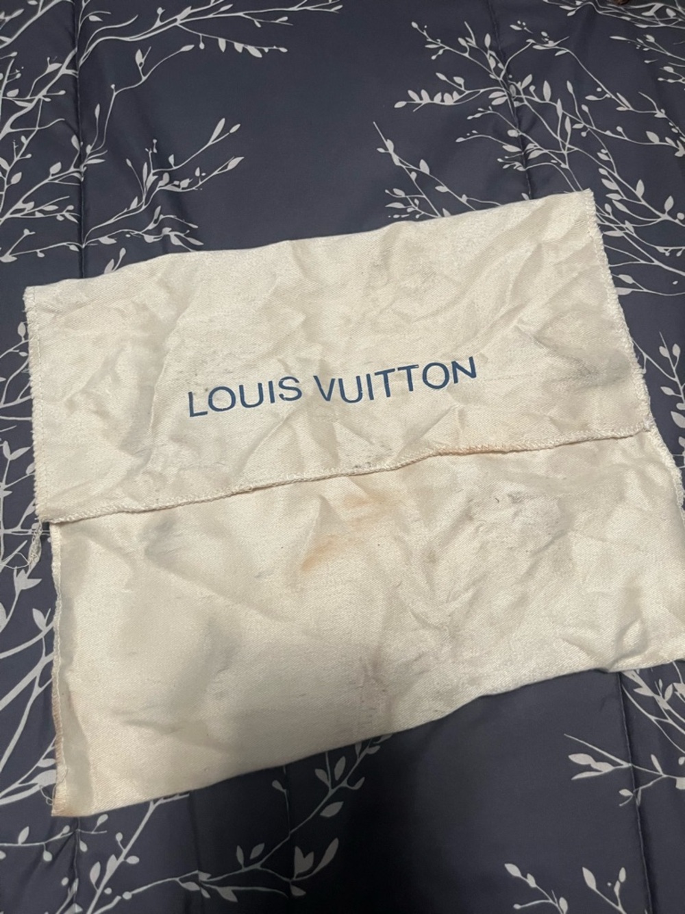 Louis Vuitton Cream Fabric Dust Sack wallet clutch size